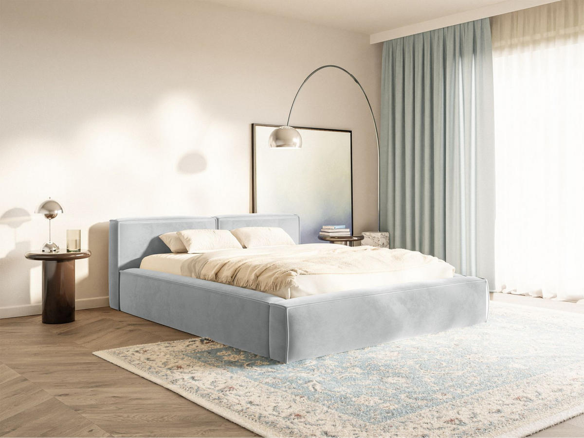 POLSTERBETT Tilves Slim Hellgrau 180x200 cm - Hellgrau/Schwarz, Kunststoff/Textil (180/200cm) - Selsey