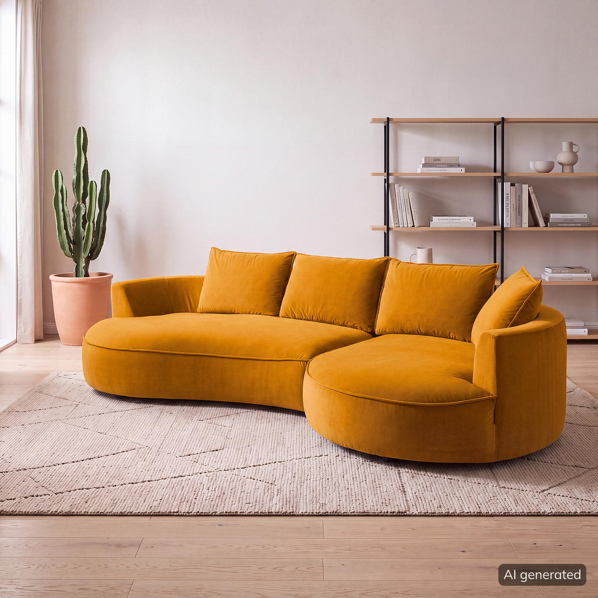 BIGSOFA - Gelb/Orange, Naturmaterialien/Kunststoff (322/82/154cm) - home24