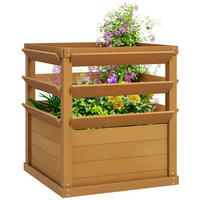HOCHBEET DE-12236 mit Rankgitter 65/65/73 cm Hellbraun - Braun, Holz (65/73/65cm) - ComfortXL