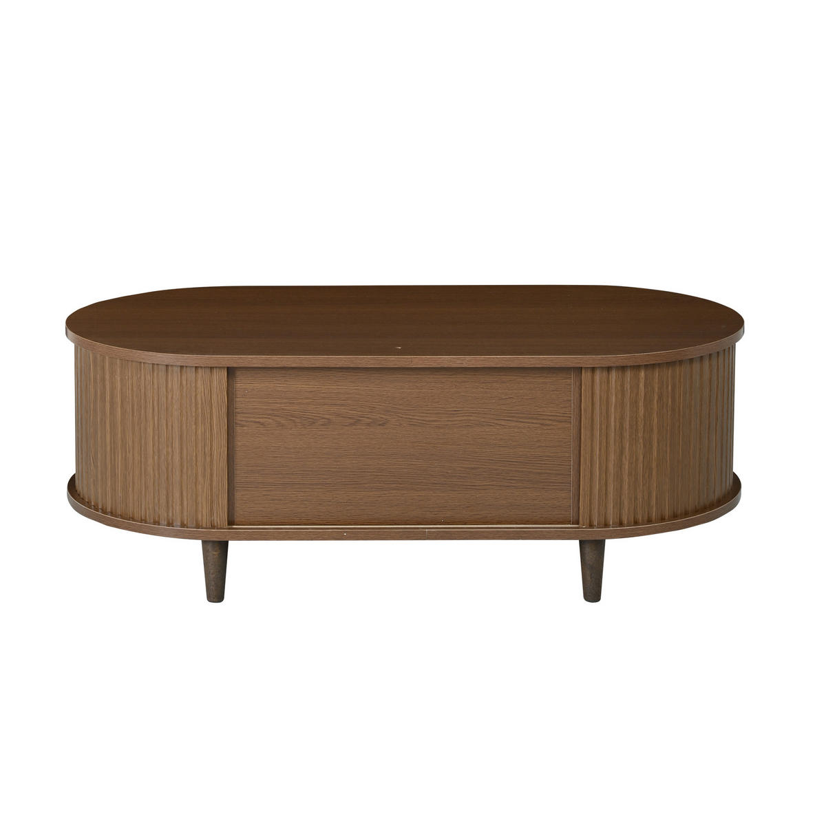 COUCHTISCH aus MDF 100x50x36 cm Walnussholz mit Schublade, offenen Fächern und Rolltür - Walnussfarben, Holzwerkstoff (100/50/36cm) - IVMEU