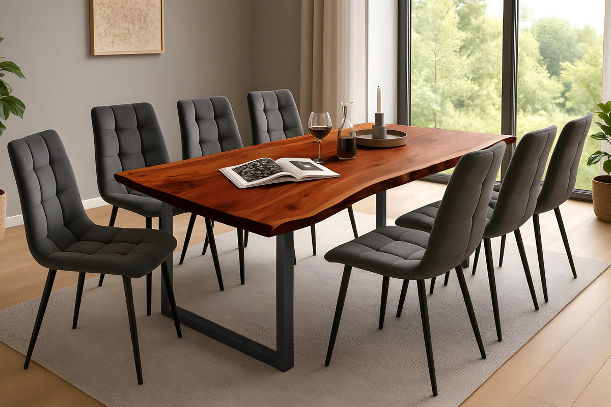ESSTISCH MAX - Nussbaumfarben/Schwarz, Holz/Metall (100/200/77cm) - SAM