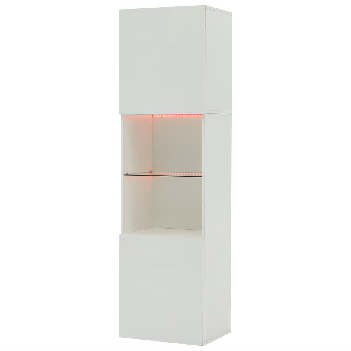 VITRINE 45/35/160 cm weiß aus Spanplatte mit LED-Beleuchtung - Weiß, Holzwerkstoff (45/160/35cm) - OKWISH