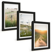 BILDER SET 3er Set - 20x30 cm Schwarzer Rahmen - Landschaften Natur Felder Weg - Schwarz, Kunststoff (20/30cm) - TULUP
