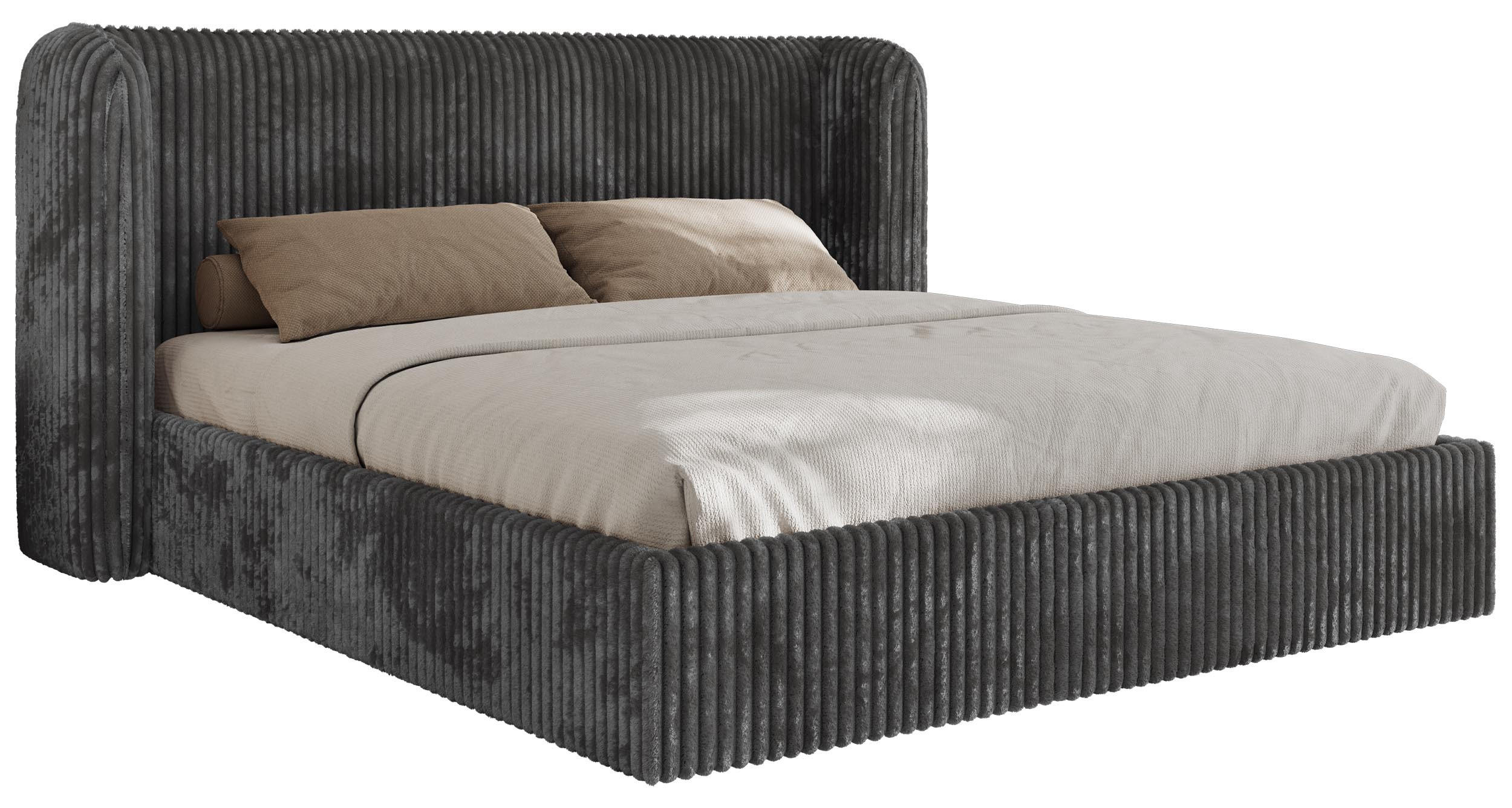 POLSTERBETT EMORA CLASSIC 180/200 - Grau Cord - Schaum-Matratze - Grau, Textil (180/200cm) - MKS