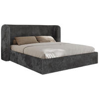 POLSTERBETT EMORA CLASSIC 180/200 - Grau Cord - Schaum-Matratze - Grau, Textil (180/200cm) - MKS