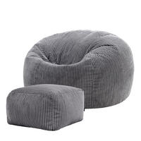 SITZSACK Klassisch + Hocker, Cord - Anthrazit, Kunststoff/Textil (85/50/85cm) - icon