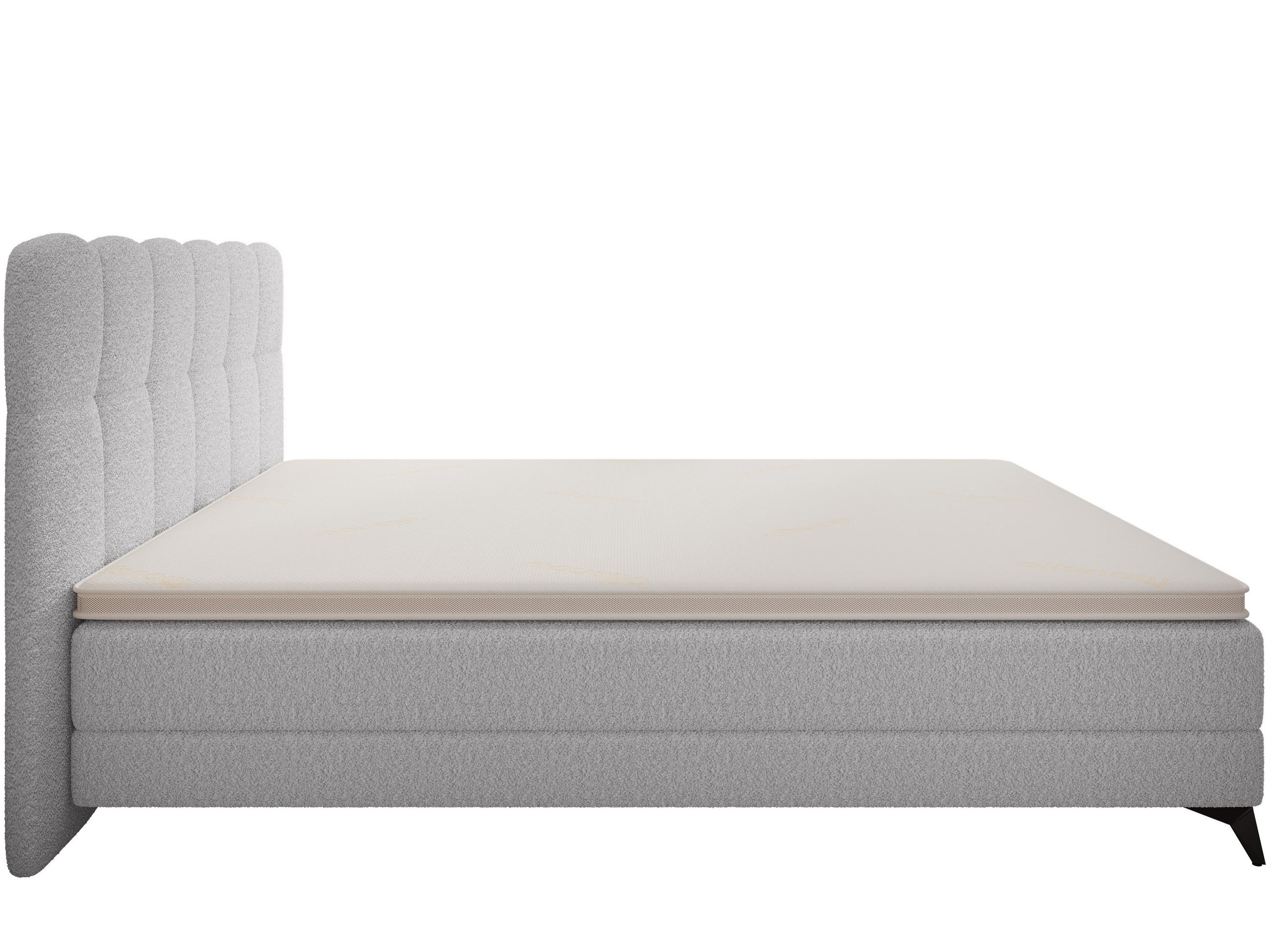 BOXBETT Madison 6 Hellgrau 160/200 H2/H3 Boucle - Hellgrau/Schwarz, Textil/Metall (160/200cm) - wonello