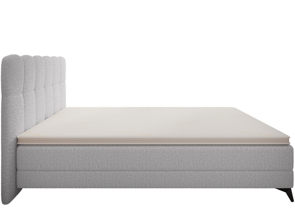 BOXBETT Madison 6 Hellgrau 160/200 H2/H3 Boucle - Hellgrau/Schwarz, Textil/Metall (160/200cm) - wonello