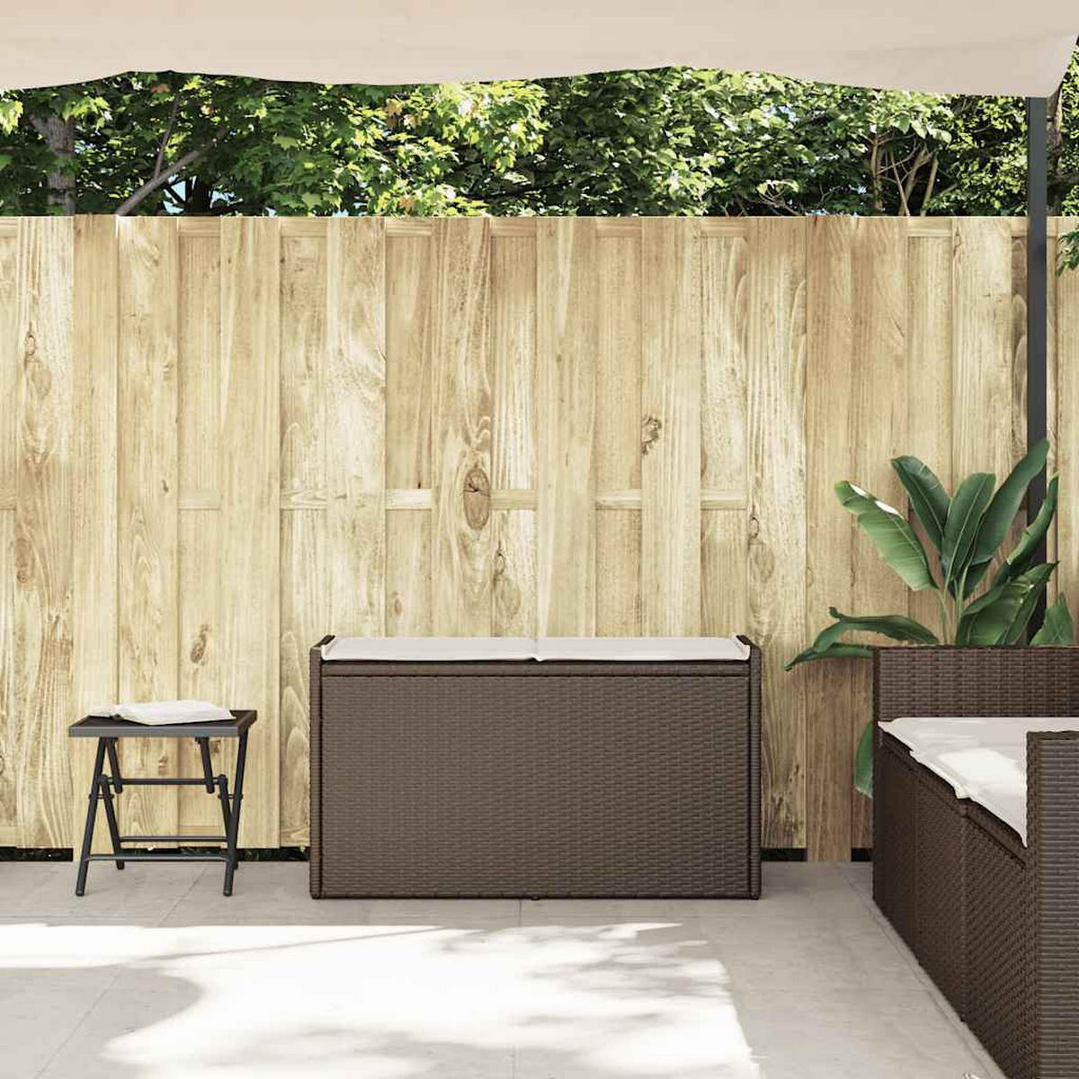 OUTDOOR-SITZBANK Mit Stauraum Und Kissen Braun 100 Cm - Braun, Kunststoff (45/57/100cm) - vidaXL
