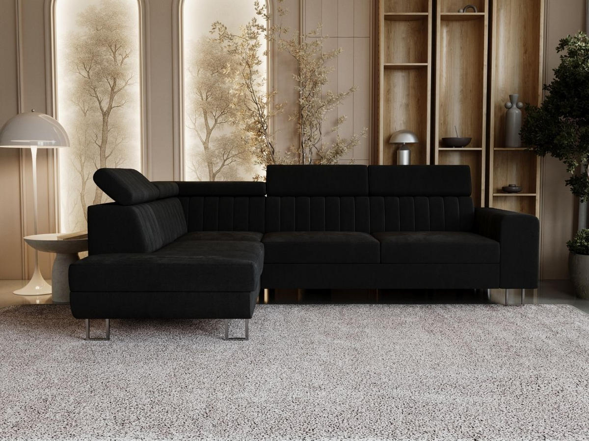 ECKSOFA Berona Schwarz Links - Schwarz, Holz/Textil (255/190cm) - Graingold