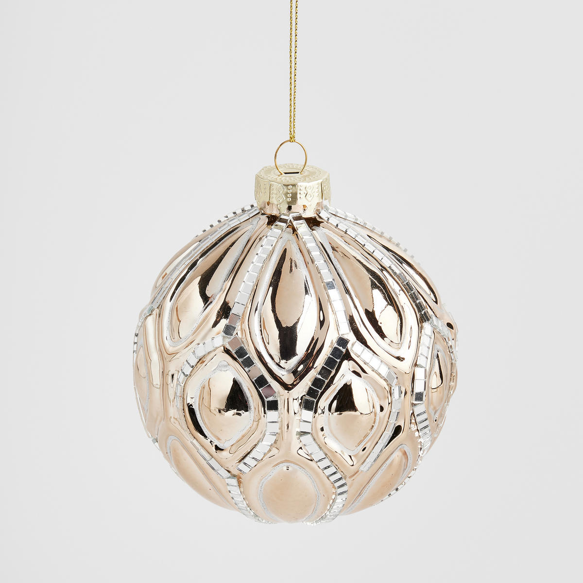 WEIHNACHTSKUGEL Glas FLORETTIS, Ø100 mm, Gold, Christbaumkugeln, Weihnachtsdeko Xmas, Christmas Deko - Goldfarben, Glas (10/10/10cm) - home&you