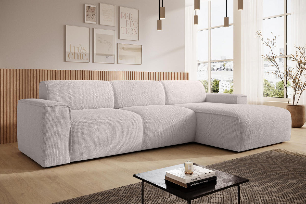 ECKSOFA L Form Didim mini Taupe 310/165/78 cm – stilvolle kleine Eckcouch R - Taupe/Schwarz, Kunststoff/Textil (310/165cm) - AX Living