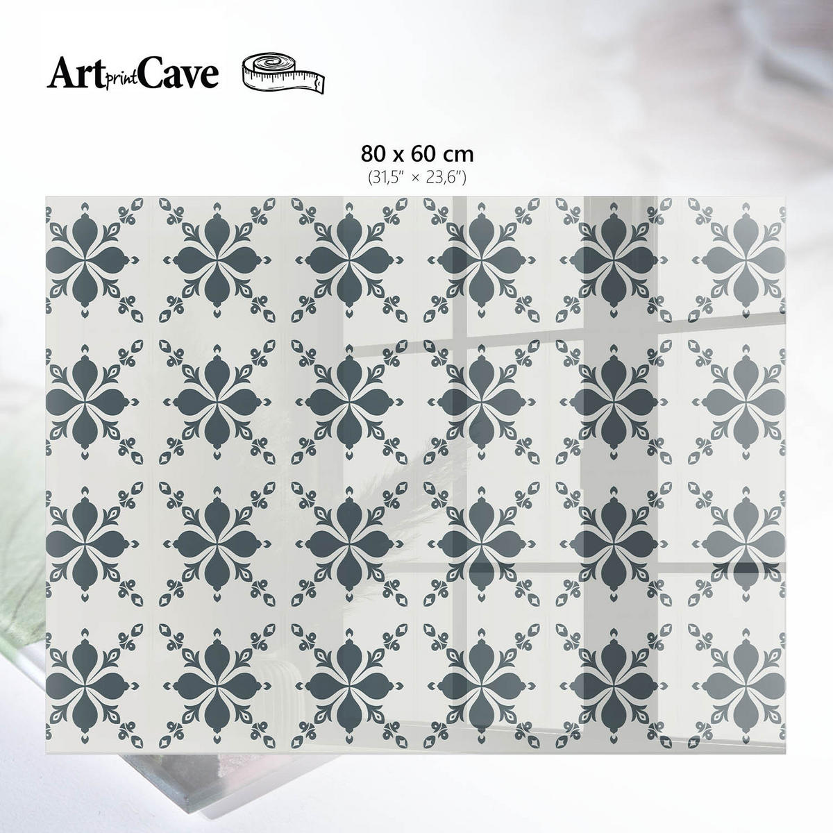 GLASPLATTE 80x60 cm – Blumensymmetrie - Orange, Glas (0.4/80/60cm) - ArtPrintCave