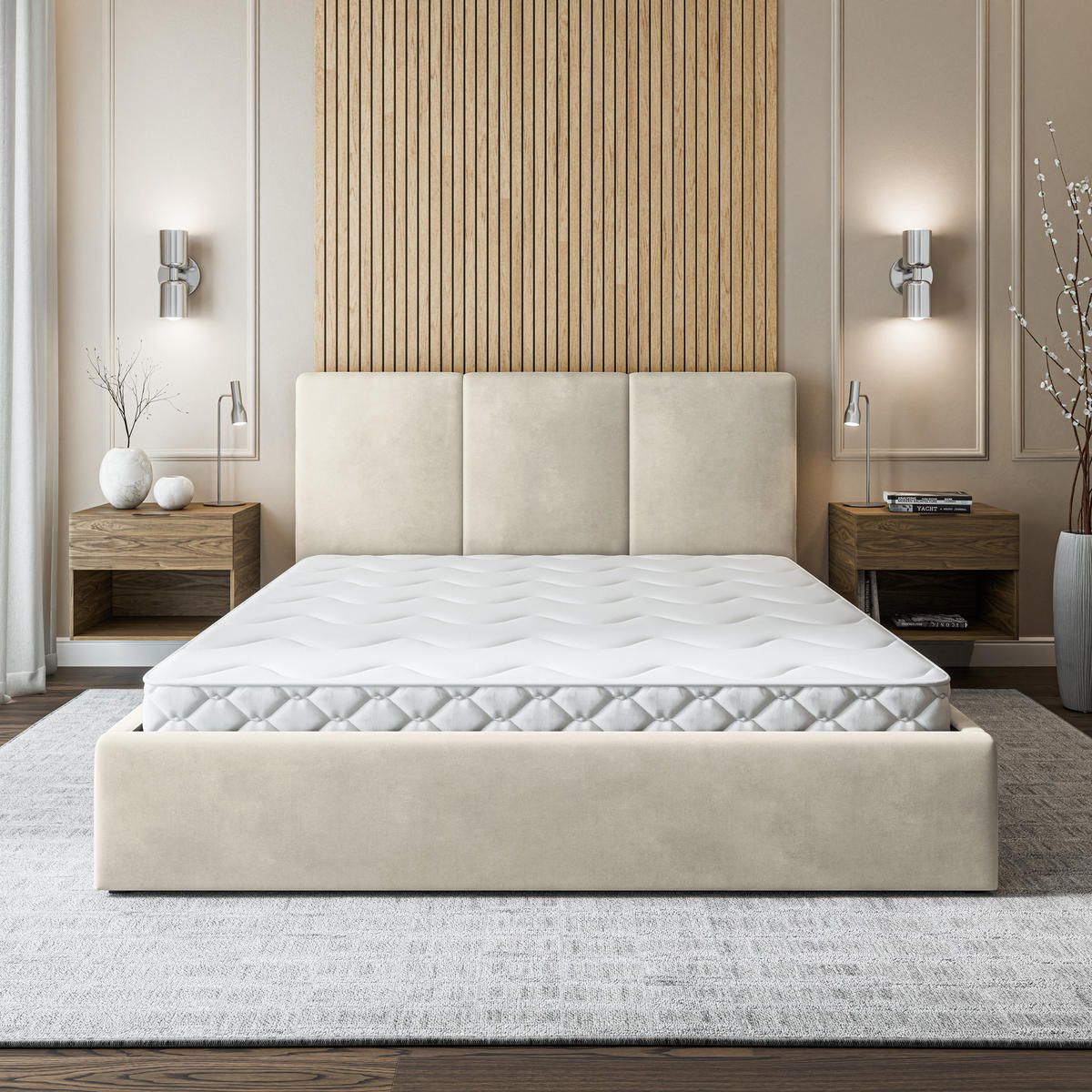 ČALOUNĚNÁ Postel AZURI 160x200 cm Béžová - béžová, kompozitní dřevo/textil (160/200cm) - MASSENO