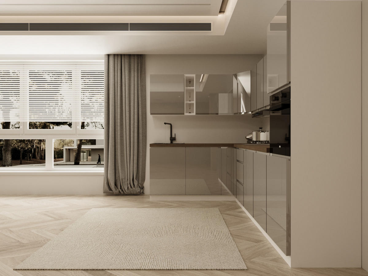 WINKELKÜCHE 320 cm x 200 cm - Aspen KA24-M320 - in Grau/Hochglanz - Grau, Holz (520/212/58cm)