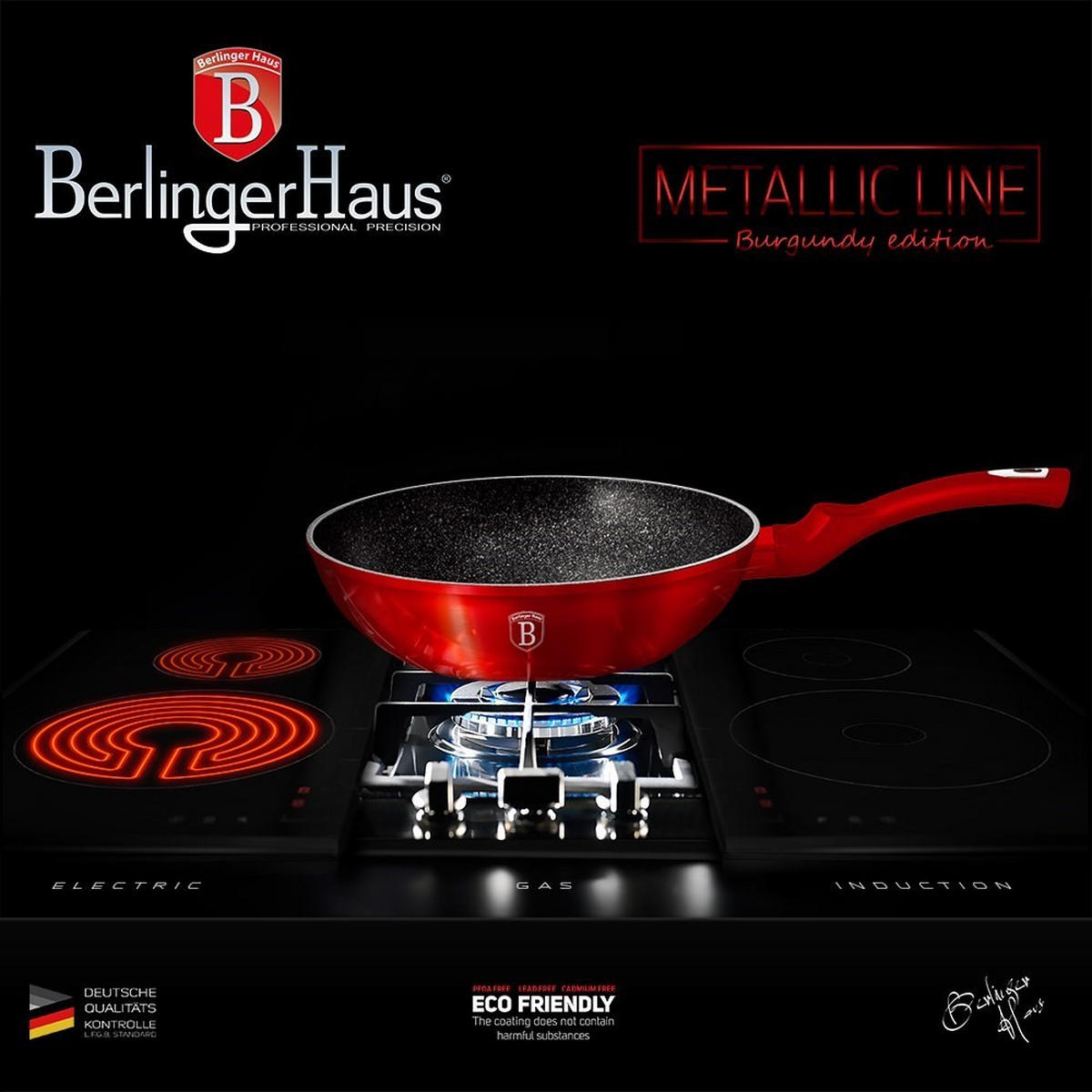 WOK Rot 28/28/9 cm BH1267N - Rot, Metall (28cm) - Berlinger Haus
