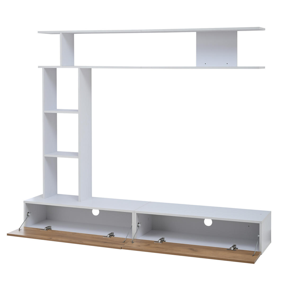 WOHNWAND Vitrine TV-Board Wandregal Weiß Holz 180cm - Multicolor, Holzwerkstoff (180/150/35cm) - FLIEKS