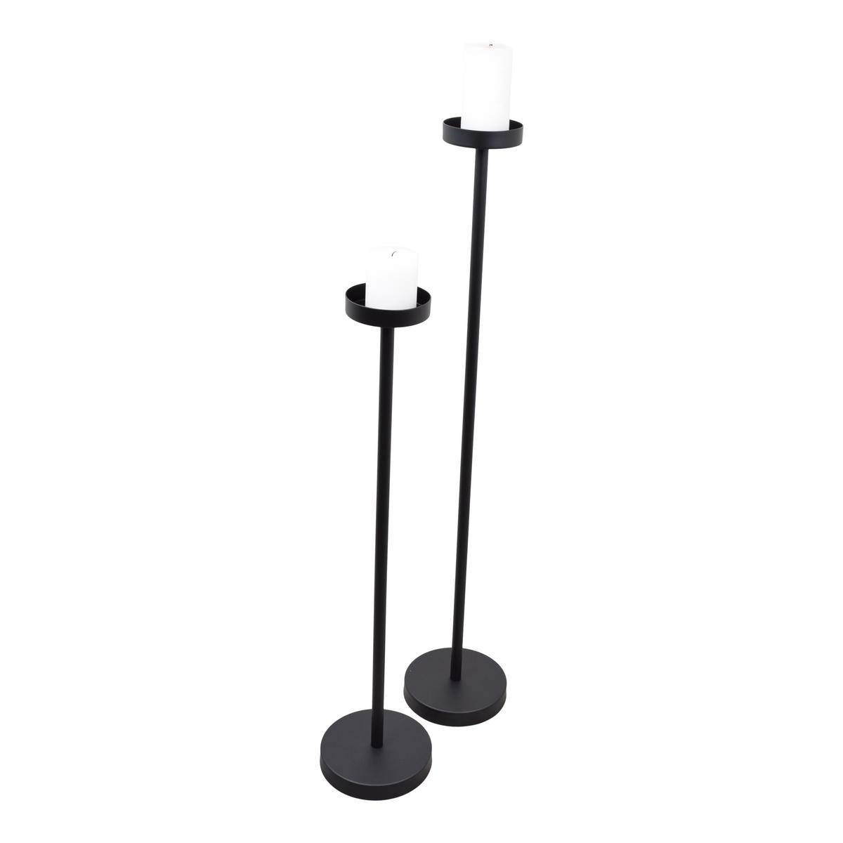 KERZENHALTER Eve rundes 2er-Set Schwarz - Schwarz, Metall (20/100/20cm) - LOFT42