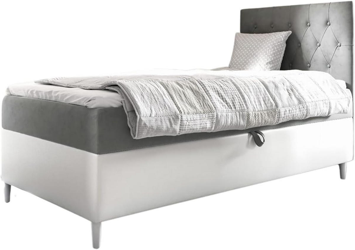 KINDERBETT FLIPPO 1 - Weiß/Grau, Holzwerkstoff (82/208cm) - Meblini