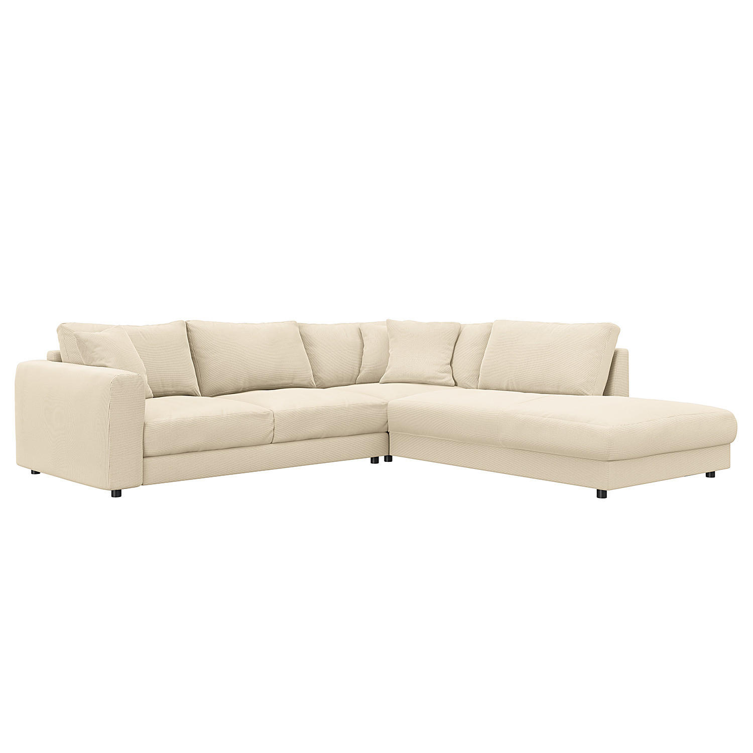 ECKSOFA mit Ottomane - Beige/Schwarz, Holz/Kunststoff (267/254cm) - home24