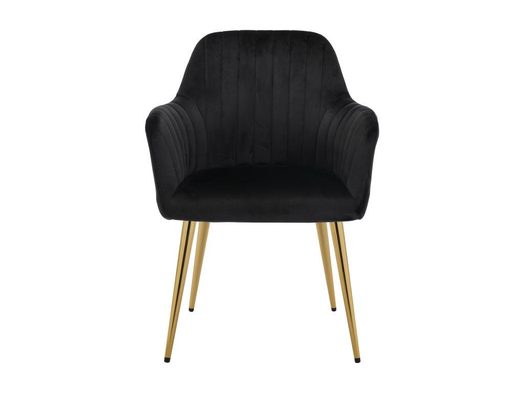 STUHL mit Armlehnen 2er-Set - Samt & goldfarbenes Metall - Schwarz - ELEANA - Schwarz, Textil (59/82/58cm) - Vente-Unique