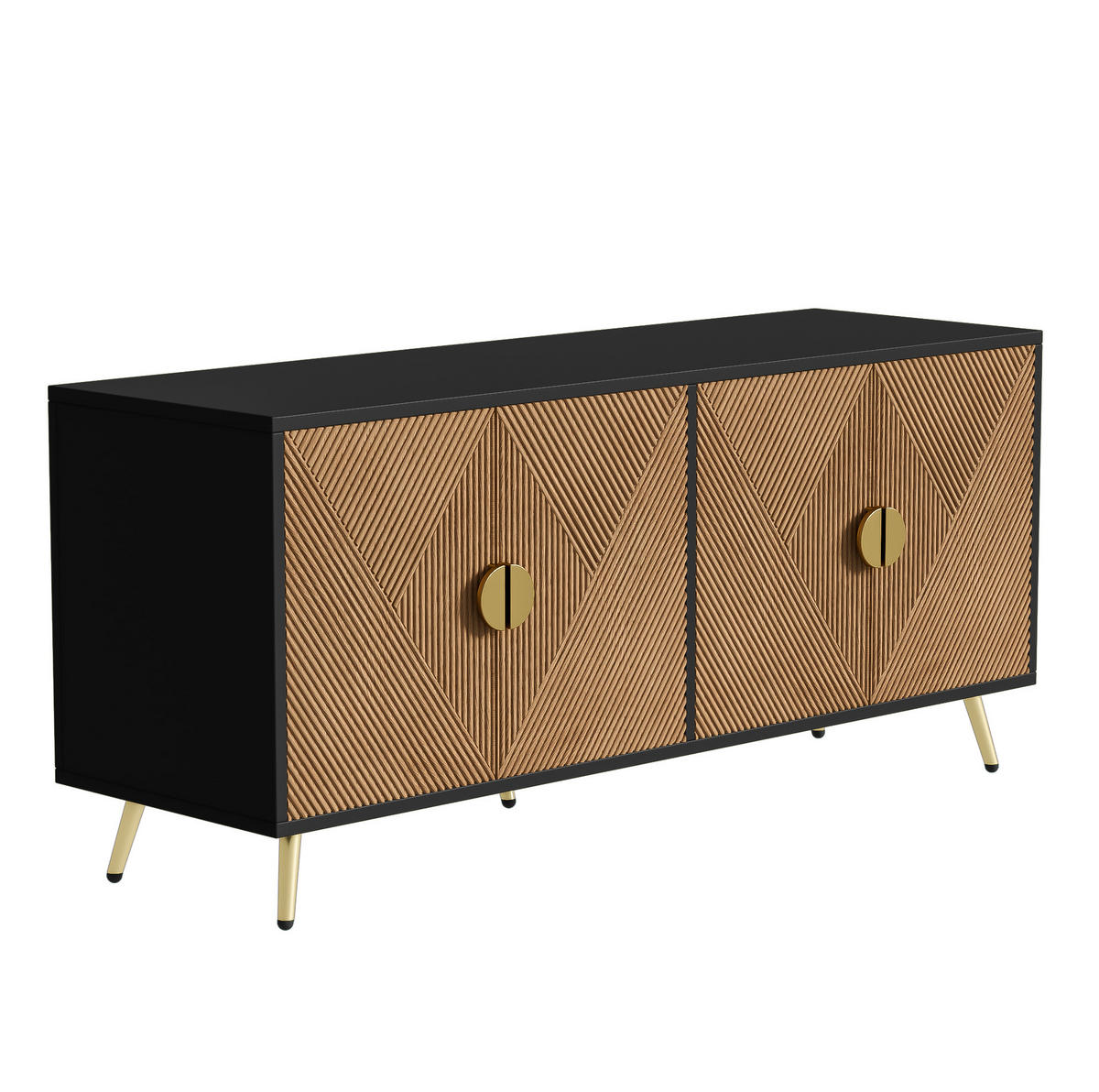 SIDEBOARD 4-türig 160 x 40 x 75 cm Schwarz Holzoptik - Schwarz, Holzwerkstoff (160/75/40cm) - Meubliv
