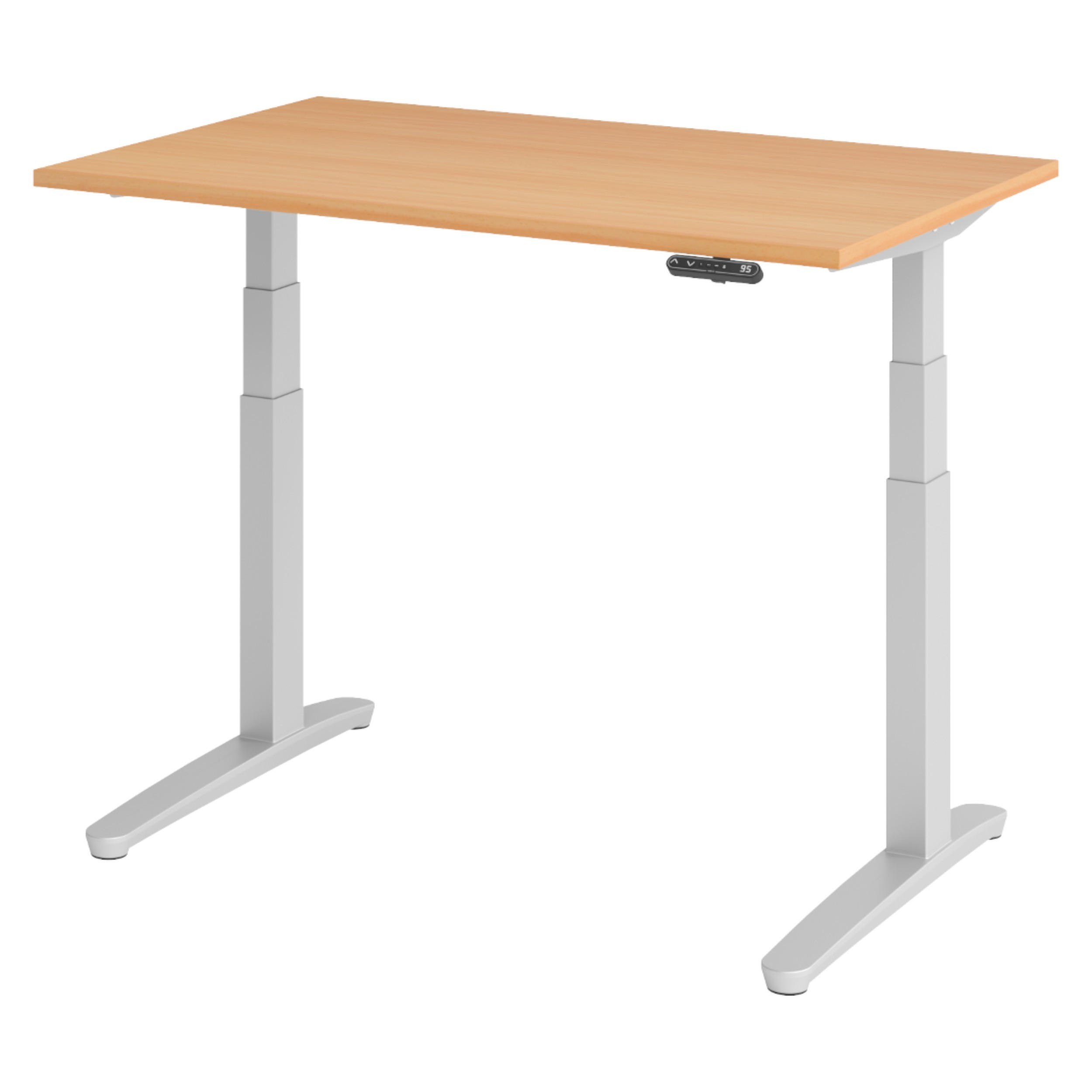 SCHREIBTISCH elektrisch XBHM 80/120/74 cm in Buchefarben/Silberfarben - Buchefarben/Silberfarben, Holzwerkstoff (80/120/74cm) - bümö