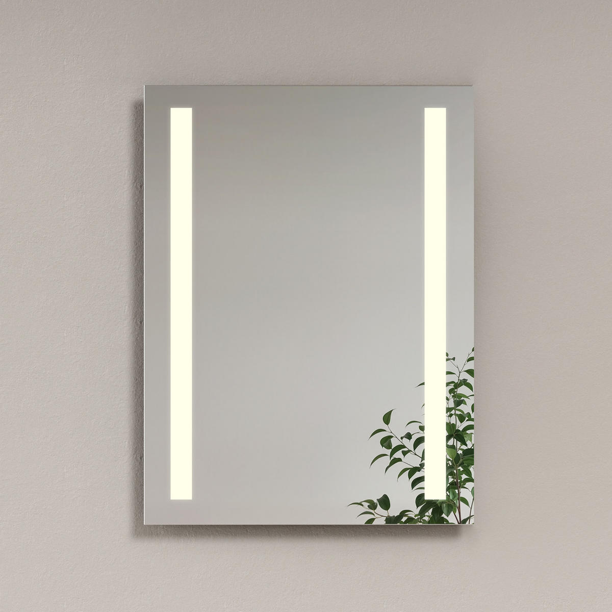 BADSPIEGEL mit Beleuchtung Kippschalter Rechteckig 80/60 cm - Weiß, Glas (60/3.5/80cm) - EMKE