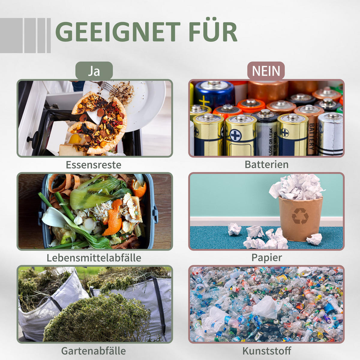 TROMMEL-KOMPOSTER, 2 Kammern, für Bio- und Garten-Abfälle, aus Stahl Kunststoff, Grau - Grau, Kunststoff/Metall (65/96/71cm) - Outsunny