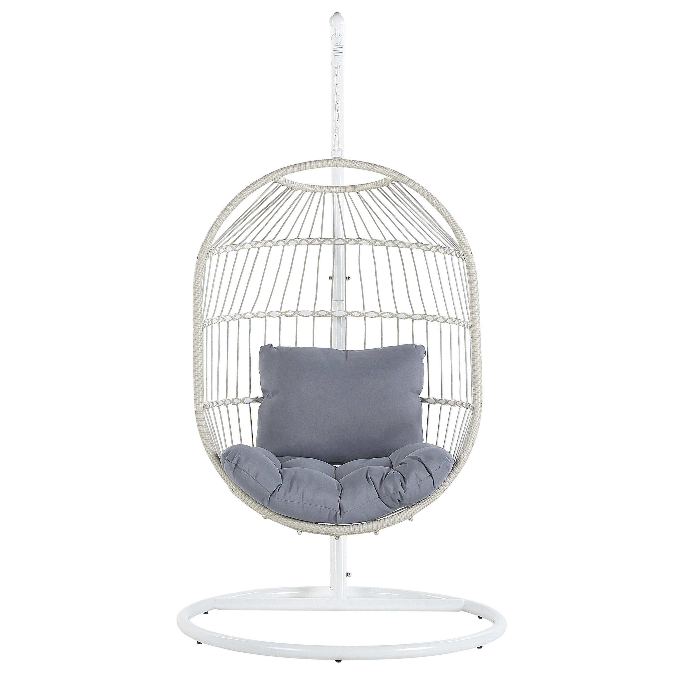 HÄNGESESSEL mit Gestell PE Rattan/Flechtseil weiß 102 cm Alba - Weiß, Kunststoff (102/200/102cm) - Beliani