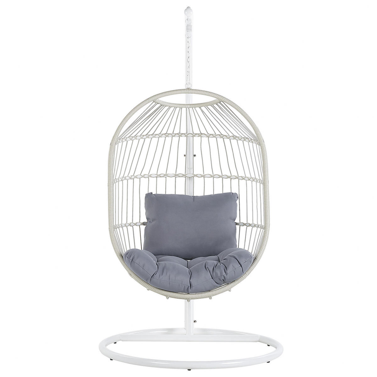 HÄNGESESSEL mit Gestell PE Rattan/Flechtseil weiß 102 cm Alba - Weiß, Kunststoff (102/200/102cm) - Beliani