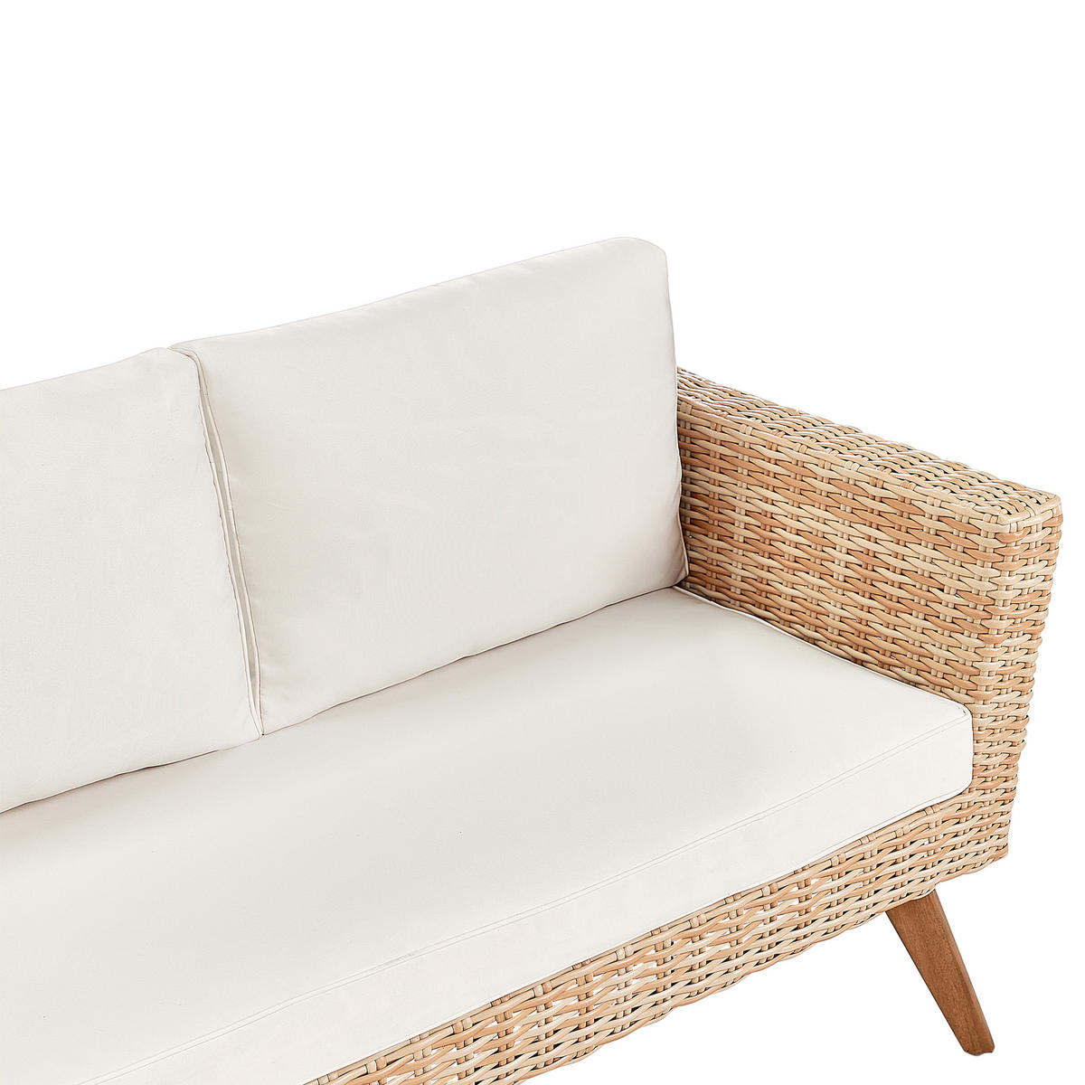 LOUNGE-SET 4-Sitzer PE Rattan Cremeweiß Vittoria - Hellbraun/Naturfarben, Kunststoff - Beliani