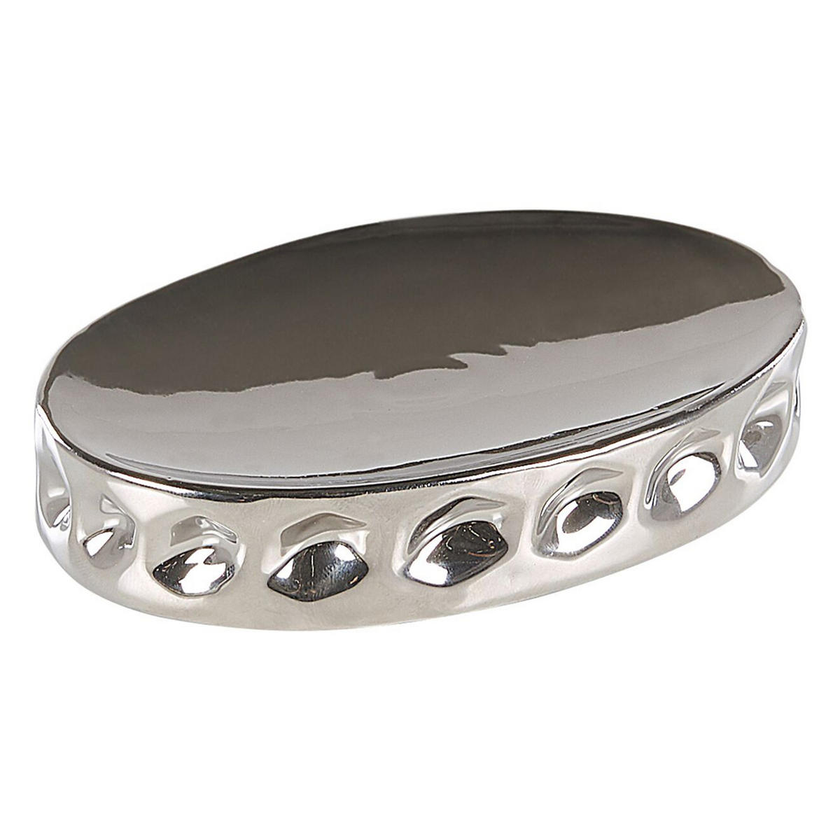 BADEZIMMER Set 5-teilig Keramik silber Tirua - Silberfarben, Keramik (13/34/11cm) - Beliani