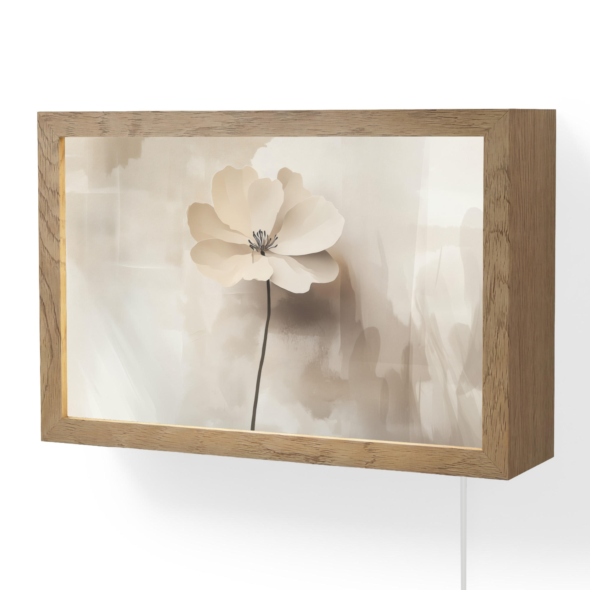 WANDLEUCHTE Blume - Beige - Farbe - Schatten 30x20 cm - Beige, Holzwerkstoff (30/20/8cm) - OnlyWow