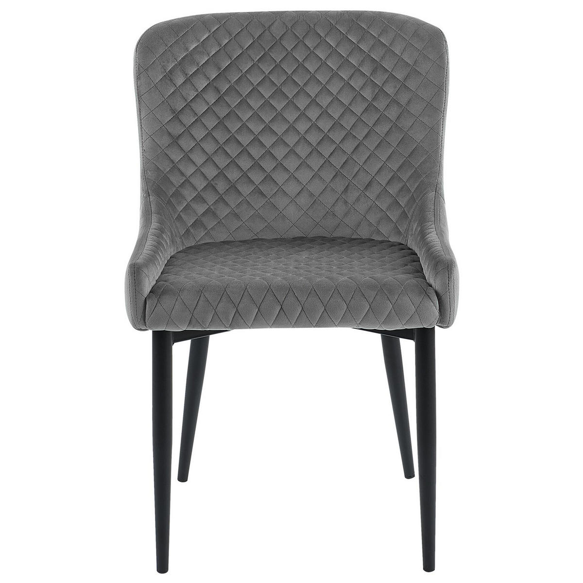 STUHL 2er-Set Samtstoff Grau Solano - Grau, Textil/Metall (51/82/52cm) - Beliani