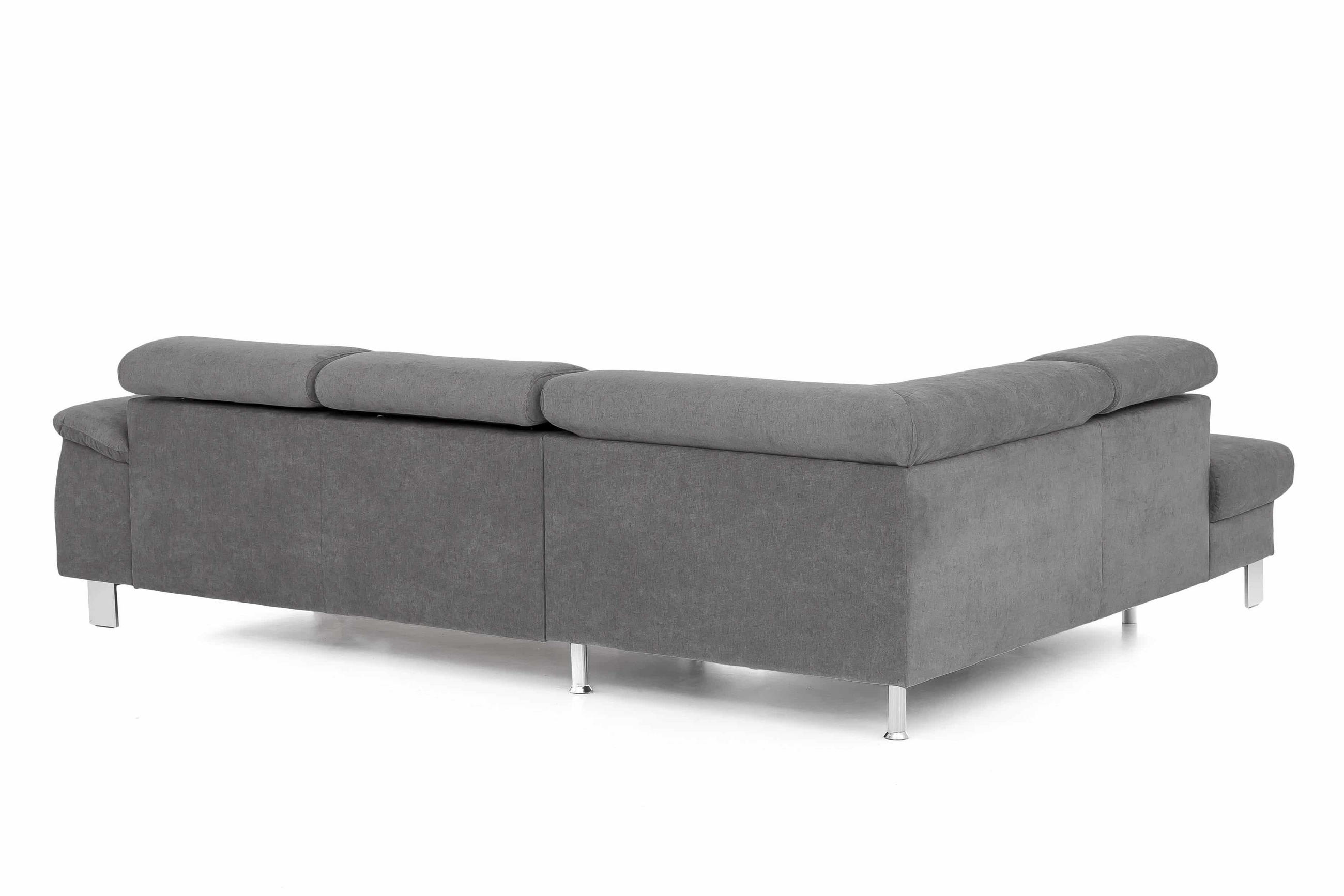 Thumbnail - Cotta Ecksofa, Grau, Textil, Echtholz,Buche, 5-Sitzer, Füllung: Taschenfederkern,Taschenfederkern, Ottomane links,L-Form...