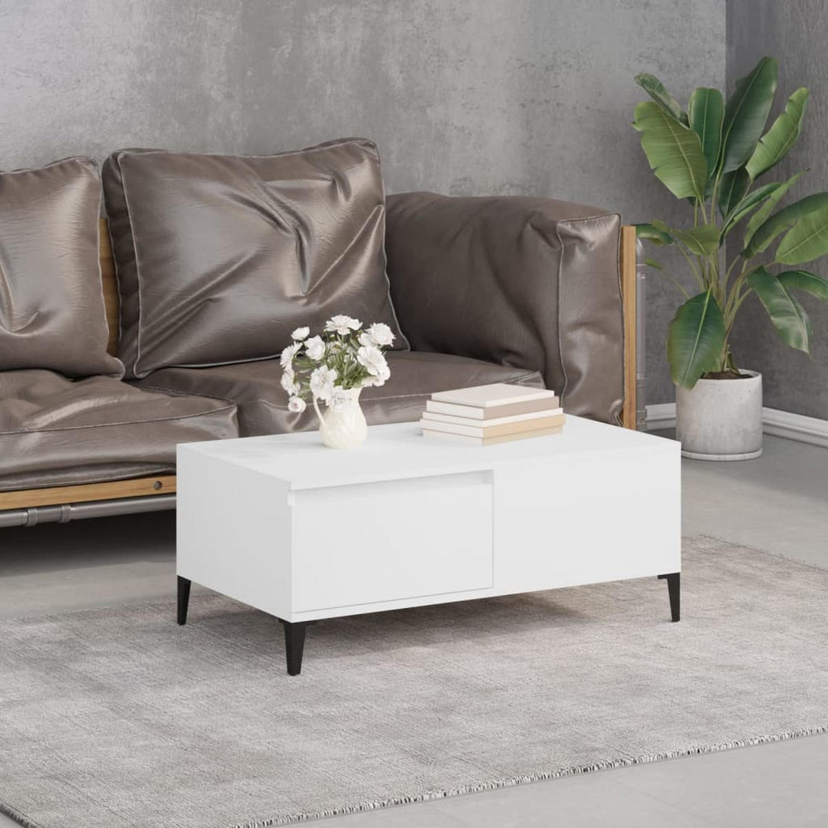 COUCHTISCH Weiß 90x50x36,5 cm Holzwerkstoff - Weiß, Holzwerkstoff (90/50/36.5cm) - furnicato