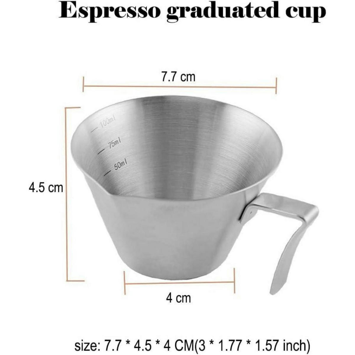 MESSBECHER Espresso 100 ml Edelstahl mit Skala - Silberfarben, Metall (0.1L)
