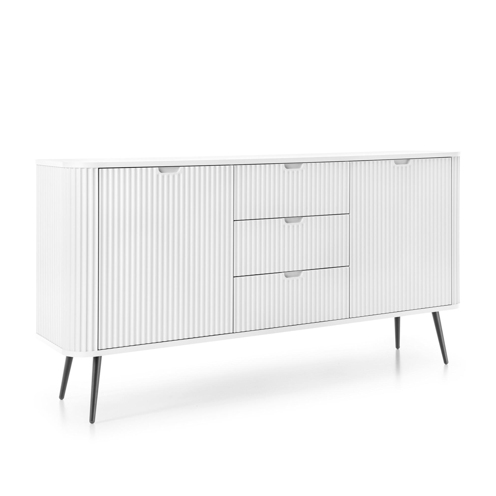 SIDEBOARD MORDEN KOM2 Abgerundeter Korpus Weiß Weiß - Weiß, Holzwerkstoff/Kunststoff (168/87/39cm) - Komodee