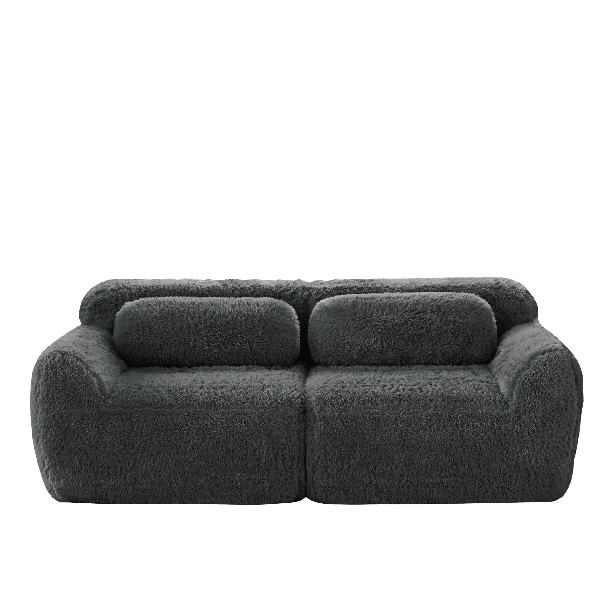 SOFA 2-Sitzer modular rahmenlos Plüsch Grey - Grau, Kunststoff (104/73/204cm) - Meubliv