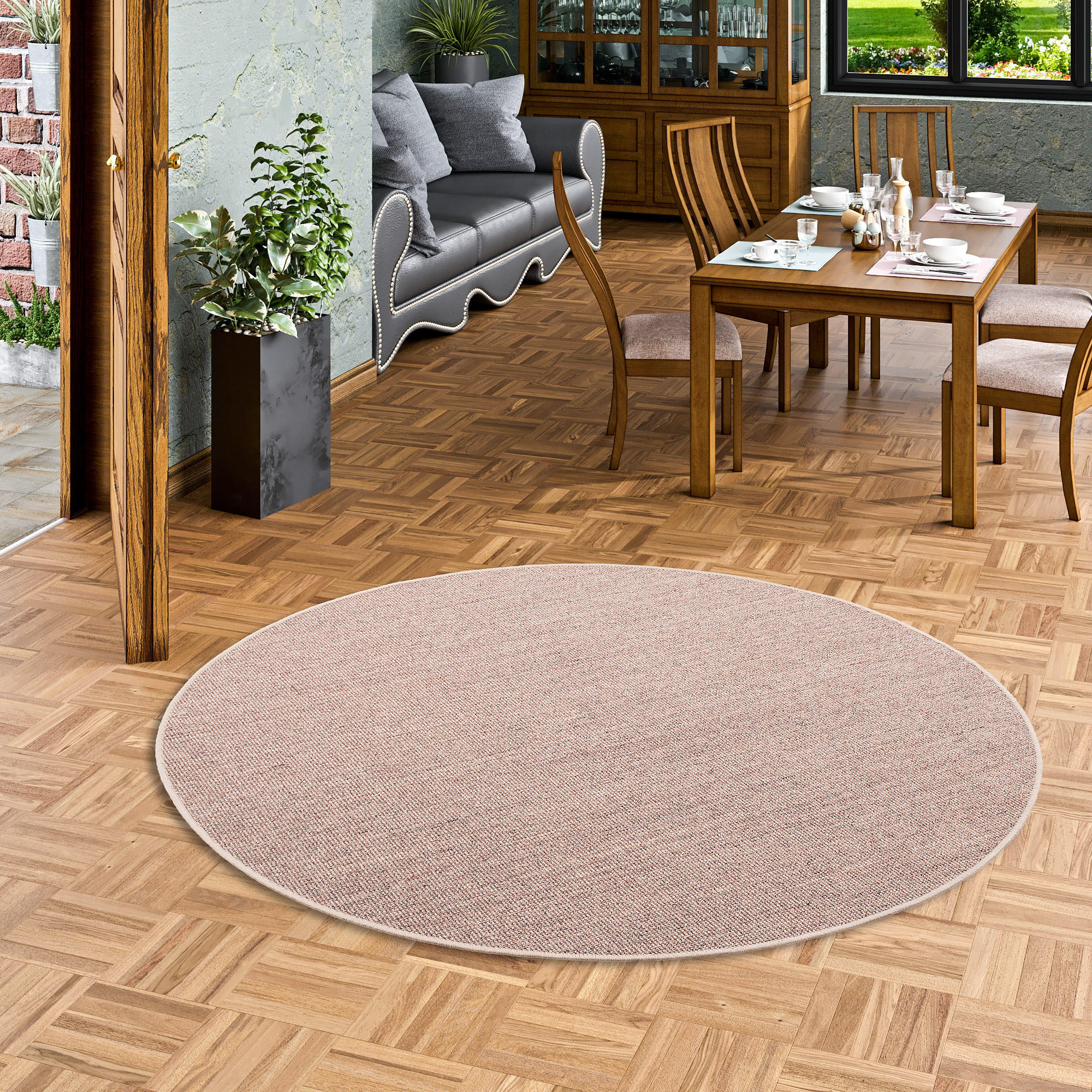 SISAL NATUR TEPPICH RUND - Greige, Textil (200/200cm) - Snapstyle