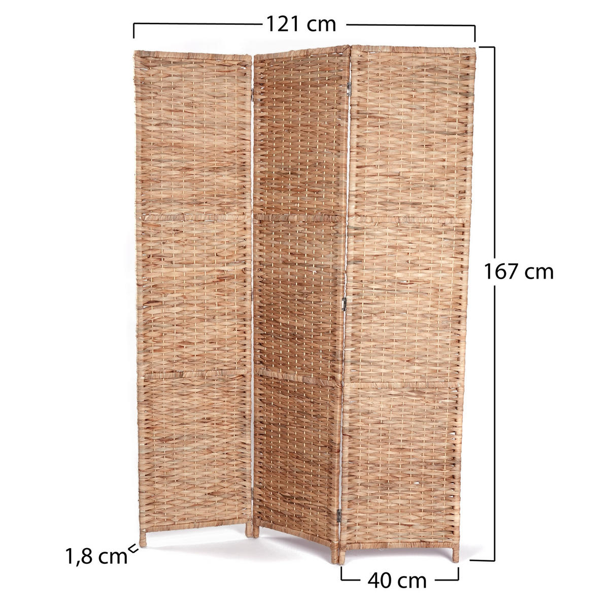 RAUMTEILER Marlon 3-tlg. 166x121 cm, Wasserhyazinthe, klappbar naturfarben - Naturfarben, Naturmaterialien (121/166/2cm) - CREEDWOOD