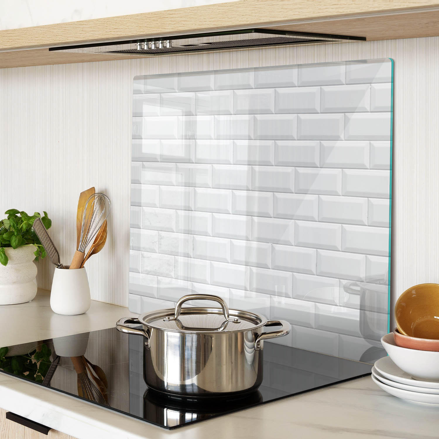 GLASPLATTE 60x52 cm Keramikwand - Weiß, Glas (60/0.4/52cm) - TULUP