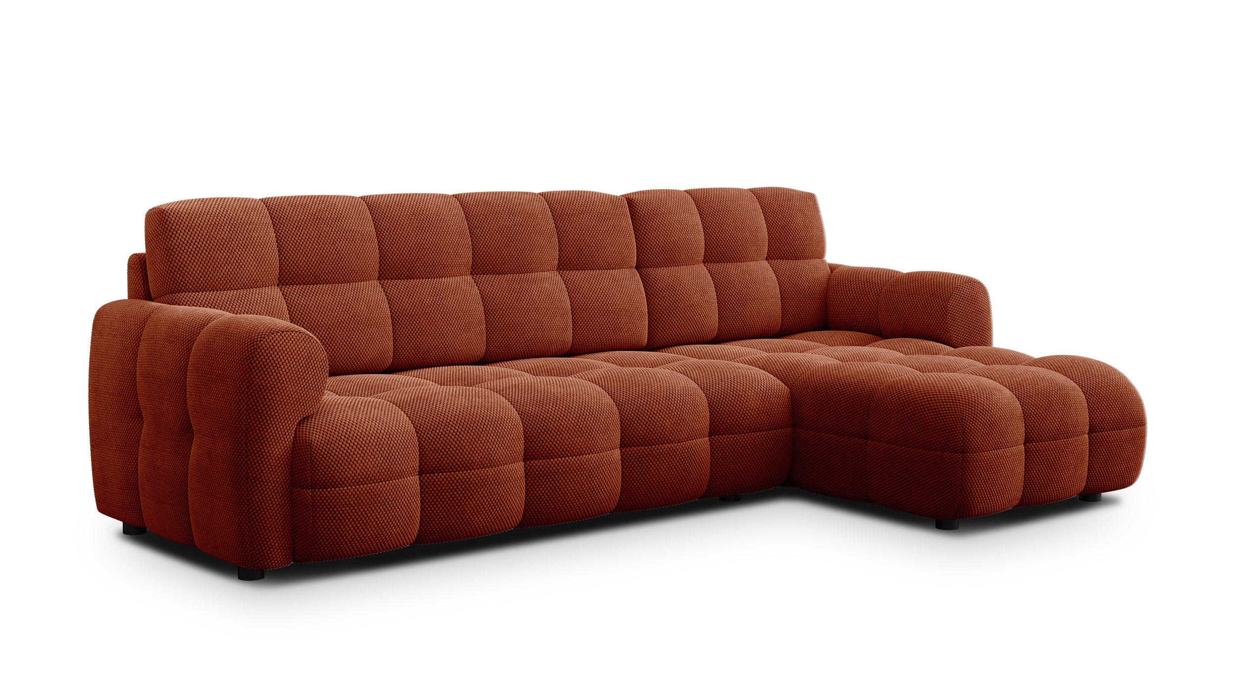 ECKSOFA MELLOW 4-Sitzer, dunkelorange - Dunkelorange/Schwarz, Holz/Textil (262/156cm) - Courtois Laville