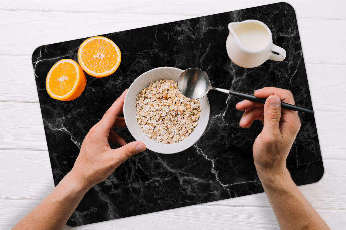 PLATZSETS 6er-Set Marmoroptik - Luxus - Schwarz 45x30 cm Tischset - Anthrazit, Kunststoff (0.3/45/30cm) - MuchoWow