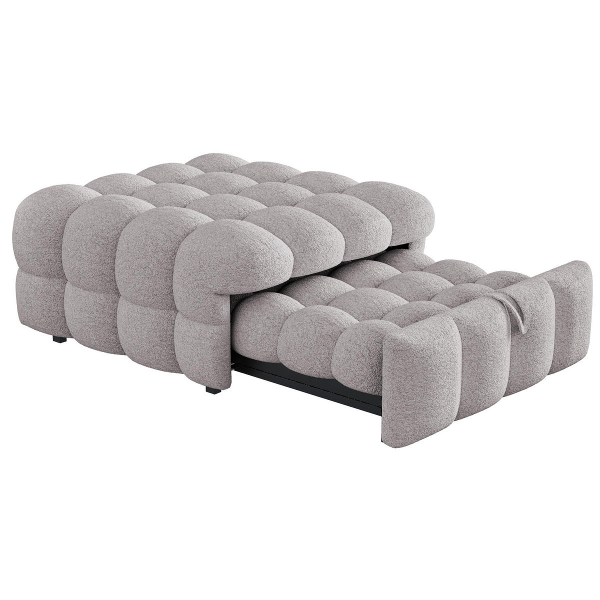 BETT 183/76/42 cm Grau aus Teddy mit 2-in-1-Funktion - Grau, Textil (70/180cm) - OKMYHOME
