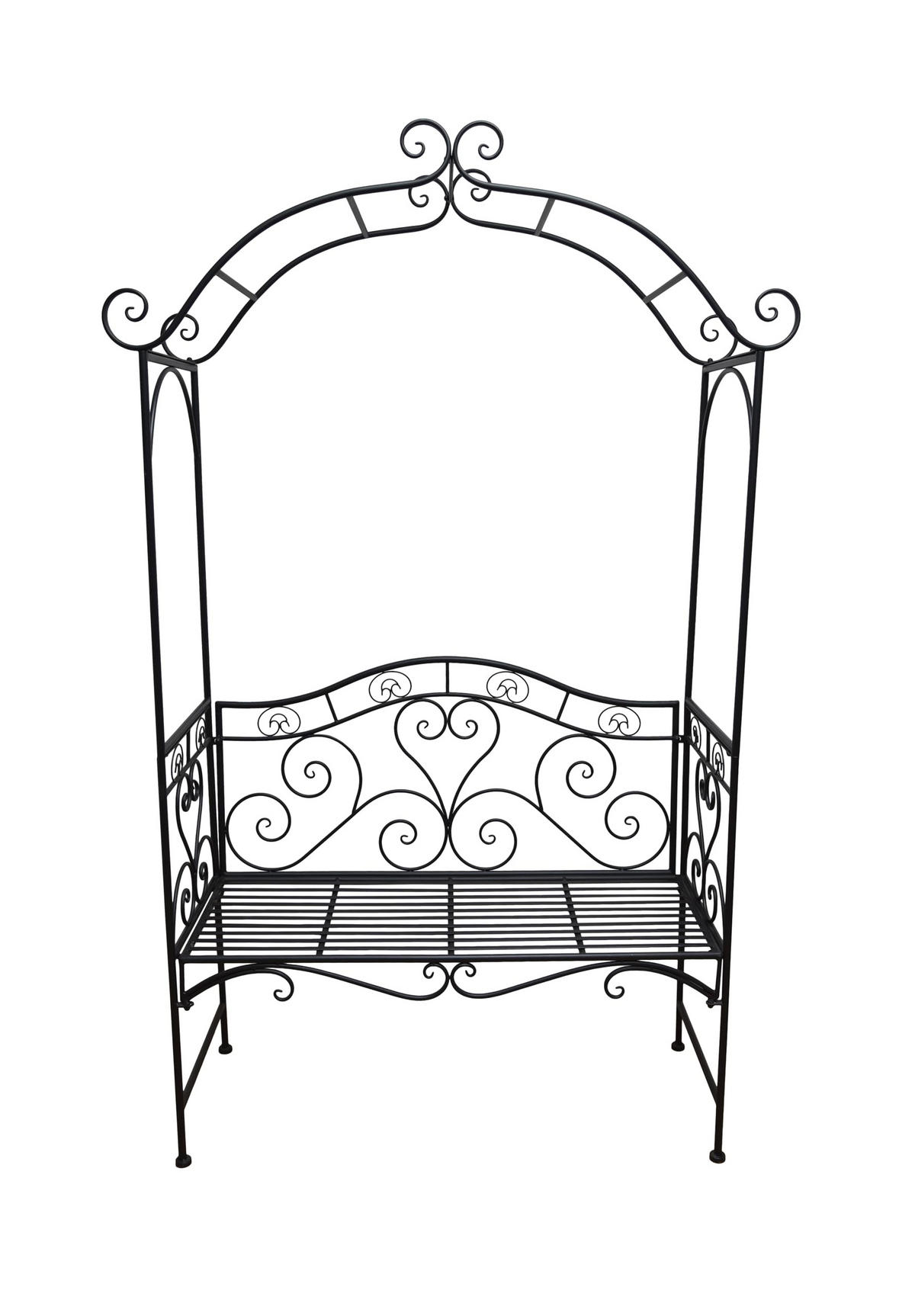 GARTENBANK Loni mit Rosenbogen Terrassenbank - Schwarz, Metall (124/200/48cm) - DELUKE