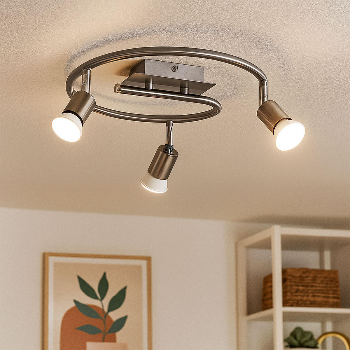 DECKENLEUCHTE Spotrondell Silber gebürstet - Silberfarben, Metall (50/50/17cm) - Esto