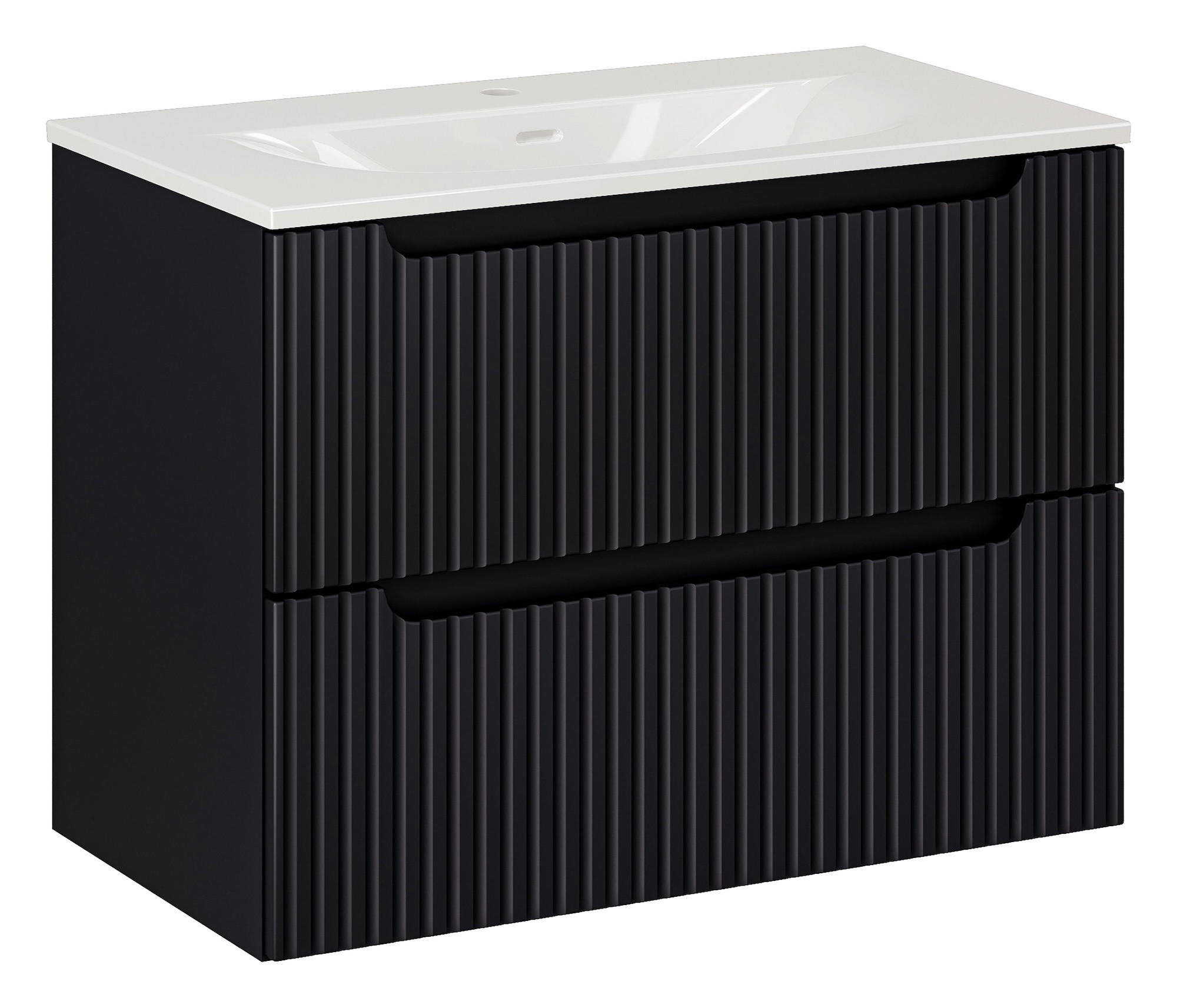 BADMÖBEL-SET Nova 2 Teile Schwarz Matt - 80 x 40 x 58 cm - Schwarz, Holz (80/58/40cm) - Badplaats