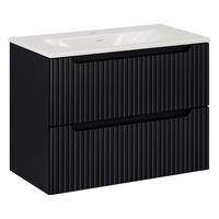 BADMÖBEL-SET Nova 2 Teile Schwarz Matt - 80 x 40 x 58 cm - Schwarz, Holz (80/58/40cm) - Badplaats
